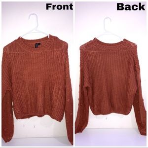 Dark Orange Knit Long Sleeve Sweater